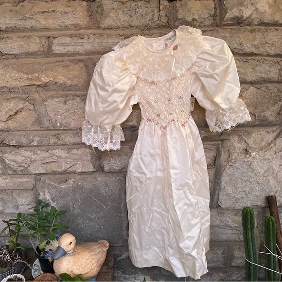 NWT vintage Polly Flinders flower girl dress wedding formal lace